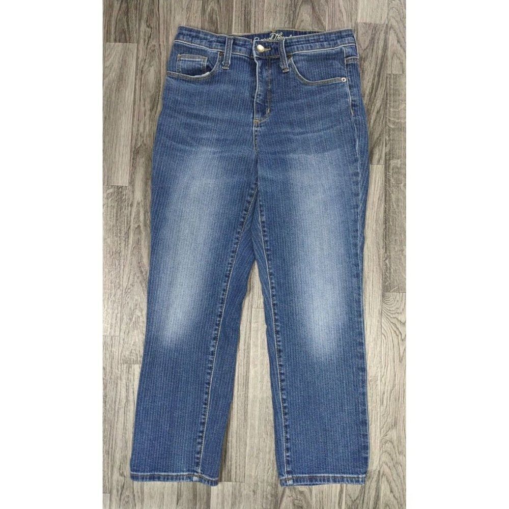 Universal‎ Thread 8 / 29 High Rise Straight Cropped Striped Blue Jeans